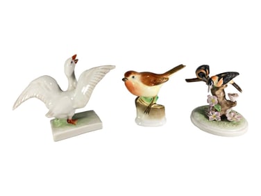 Herend Porcelain Goose Bird Figurines 3pc LOT