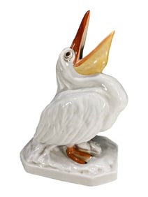 Herend Hungarian HP Porcelain Pelican Figurine