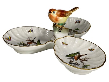 Herend Hungary Porcelain Rothschild Bird Tray