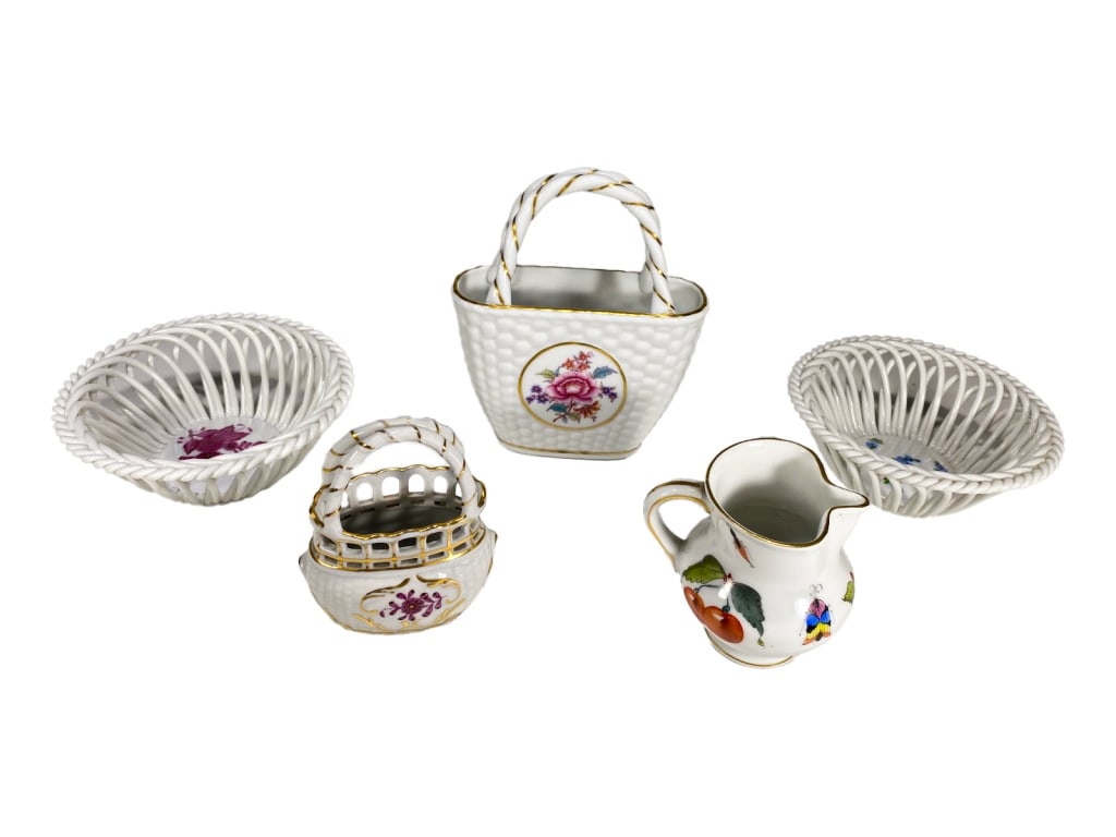 Herend Porcelain Baskets, Bowls & Jug 5pc LOT (1 of 7)