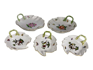 Herend Rothschild Bird & Floral Trays 6pc LOT