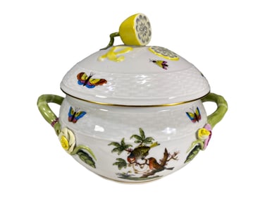 Herend Rothschild Porcelain Tureen w/ Lemon Finial