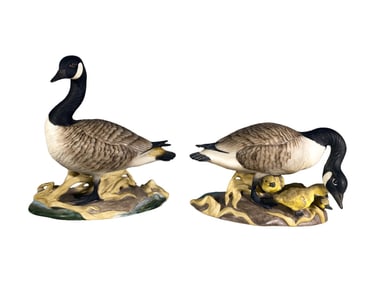 Boehm Pair HP Porcelain Canadian Geese Figurines