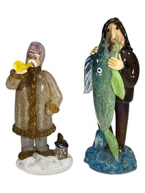 Zelezny Brod Czech Art Glass Sculptures 2pc LOT