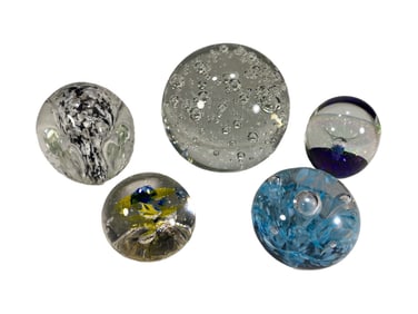 R Eickholt & Murano Art Glass Paperweights 5pc LOT