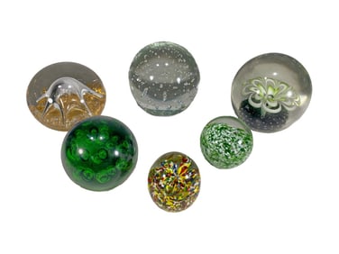 Italian Murano Art Glass Paperweights 6pc LOT
