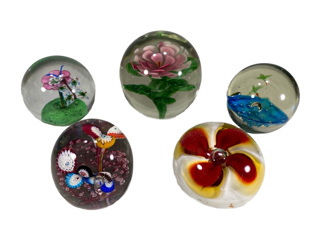 Italian Murano Art Glass Paperweight 5pc LOT (1 of 7)