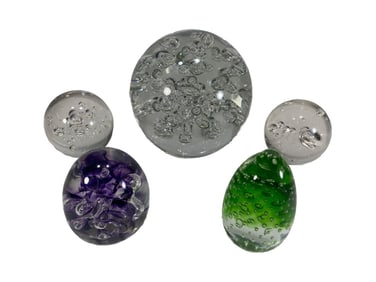 Uovo di Granoff & Murano Glass Paperweight 5pc LOT