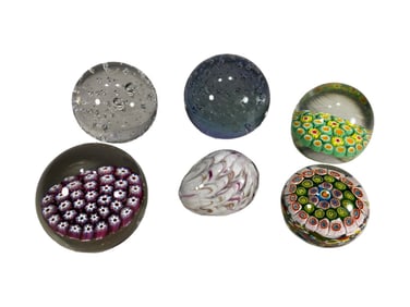 Italian Murano Art Glass Paperweights 6pc LOT