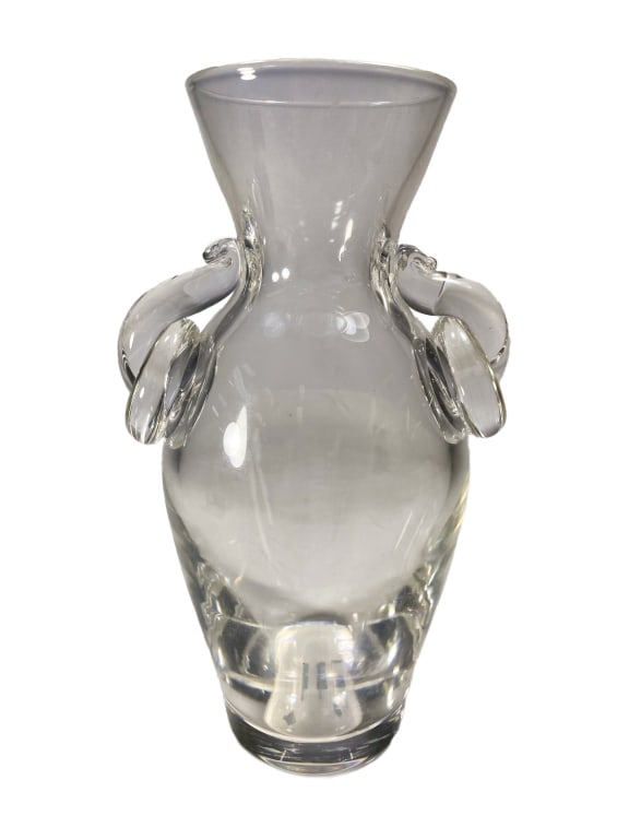 Steuben Crystal Art Glass Vase w/ Ribbon Handles (1 of 5)