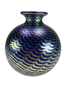 Steven Correia 1984 Pulled Feather Art Glass Vase