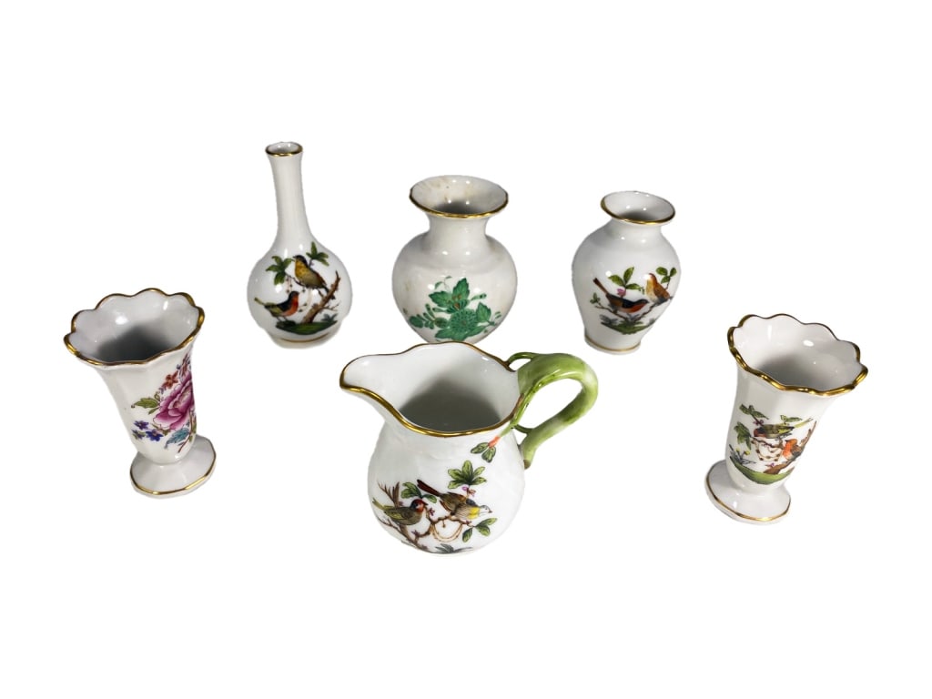 Herend Porcelain Miniature Vases & Jug 6pc LOT (1 of 4)
