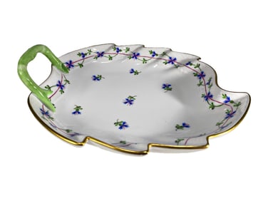 Herend Hungarian Porcelain Leaf Form Tray 9in