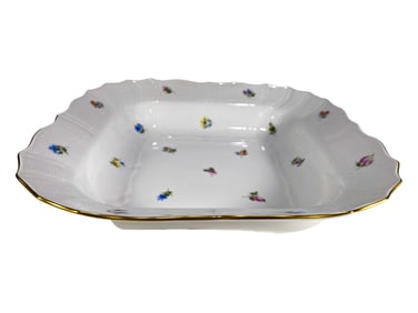 Herend Hand Painted Floral Porcelain Dish 10.5in
