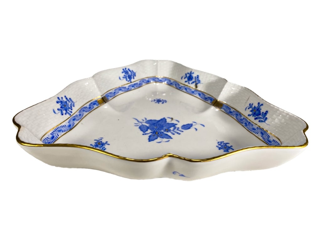 Herend Hungary Porcelain Triangular Cobalt Dish (1 of 4)