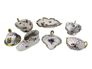Herend Hungarian Porcelain Miniatures 7pc LOT
