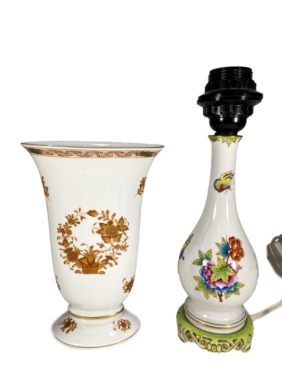 Herend Hungarian Porcelain Vase & Lamp 2pc LOT (1 of 4)