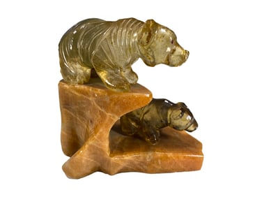 Natural Quartz Hand Carved Bear Model Sculpture