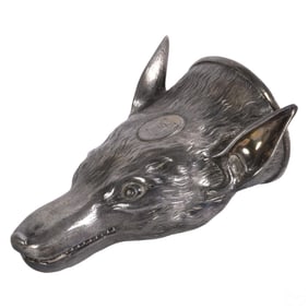 Edwardian C S Harris Silver Fox Stirrup Cup 396g