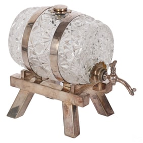 Asprey of London Crystal & Silverplate Wine Barrel
