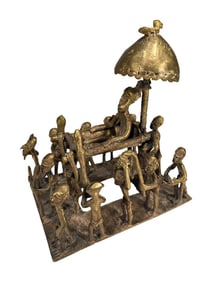 African Benin Bronze Tribal Procession Sculpture