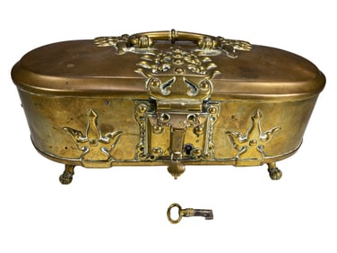 19th Century Asian Brass Betel Nut Jewelry Box