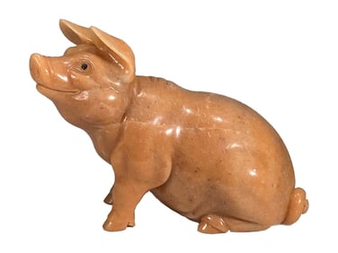 Asprey by M Wild Carved Eosite Stone Pig Sculpture