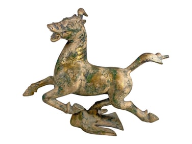 Chinese Tang Style Galloping Horse Gilt Sculpture