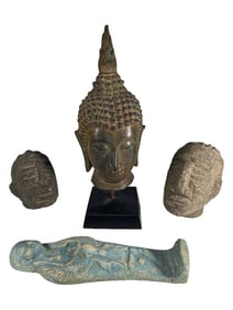 Chinese & Egyptian Style Figural Busts 4pc LOT