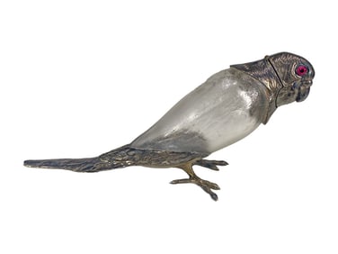 Victorian Parakeet Silver & Glass Scent Bottle