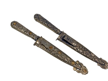 Alpaca Silver Gaucho Argentine Knives 2pc LOT