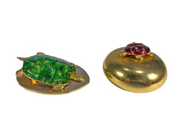 Asprey London Turtle Clip & Ladybug Paperweight