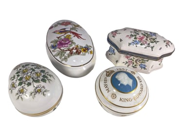 Decorative Porcelain HP Trinket Boxes, 4pc LOT