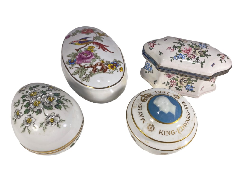 Decorative Porcelain HP Trinket Boxes, 4pc LOT (1 of 10)