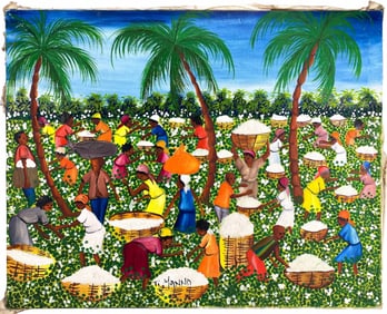 Ti Manno Haitian Cotton Harvest Oil Painting