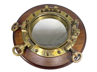 Large Bronze & Glass Navy Ship Porthole Window