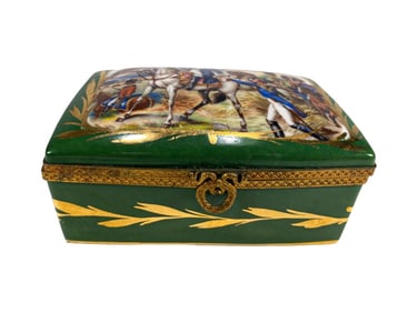 Limoges French HP Porcelain Battle Scene Box