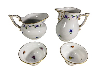 Herend Hungarian Porcelain Sugar/Creamers 4pc LOT