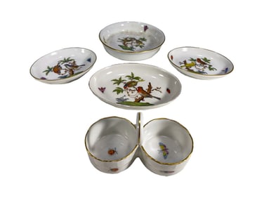 Herend Hungary Porcelain Insect Bird Bowls 5pc LOT