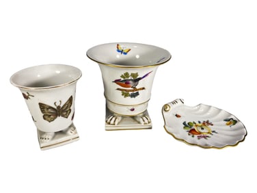 Herend Hungarian Porcelain Decorative Set 3pc LOT