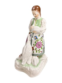 Herend Hungarian Porcelain Girl w/ Geese Figurine