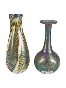 David W. Lotton American Art Glass Vases, 2pc LOT