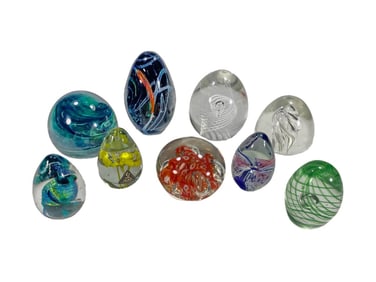 Murano & Studio Art Glass Paperweights 9pc Lot