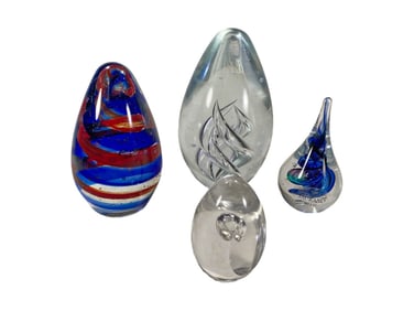 Murano & Swedish Art Glass Paperweights 4pc LOT