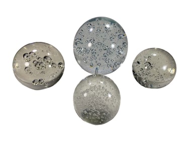 Murano Italy Bubble Inclusion Paperweights 4pc LOT