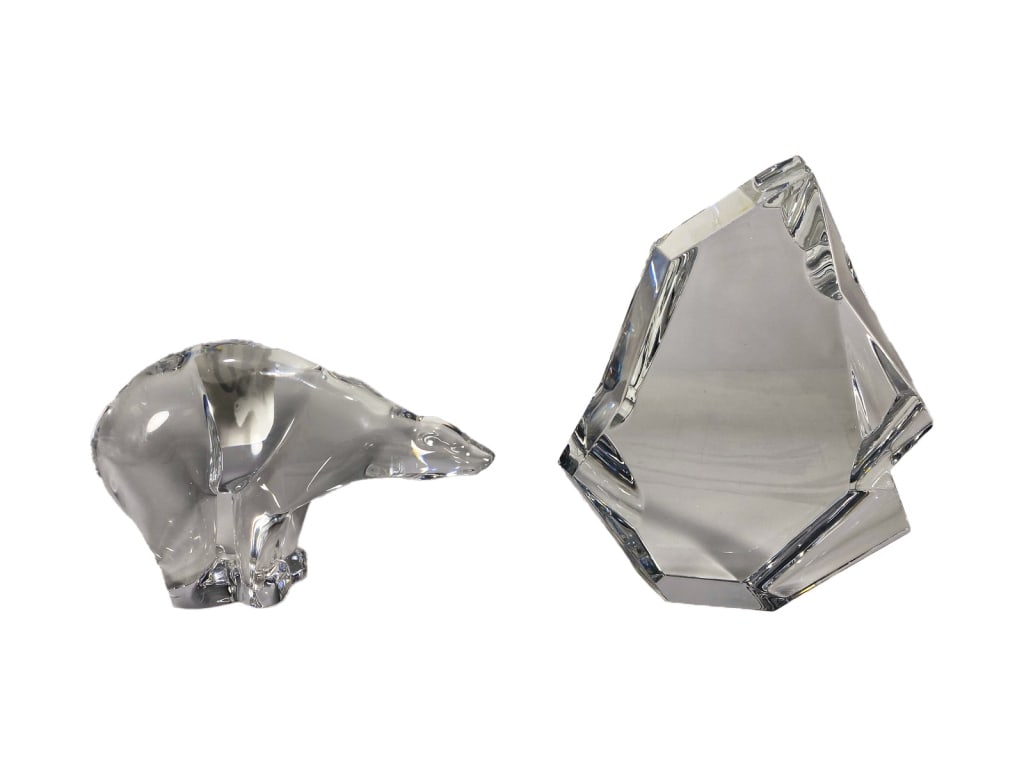 Baccarat Lead Crystal Polar Bear & Iceberg 2pc LOT (1 of 8)
