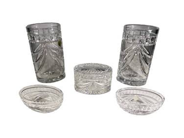 Waterford Overture Crystal Tumblers Bowls Jar 5pcs