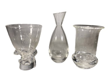 Steuben Crystal Hershey Vase & Others 3pc LOT