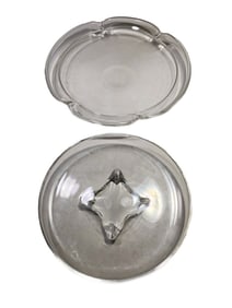Steuben SIGNED Clear Crystal Round Trays 2pc LOT