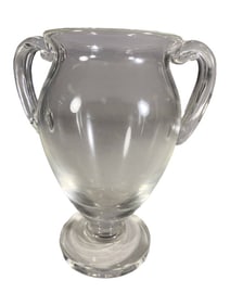 Steuben American Crystal Scroll Handld Urn Vase